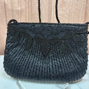 Chic Elegant Black Beaded Clutch